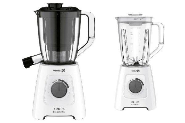 KRUPS Standmixer Blendforce 2in1 Mixen/Pressen weiß/grau