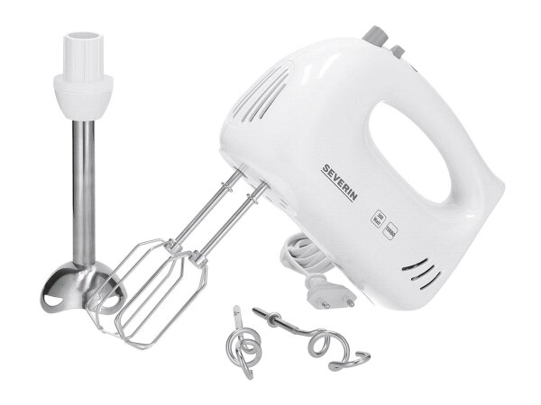 SEVERIN Handmixer HM3822 mit Stabmixer-Aufsatz 300W 5 Geschwindigkeitsstufen weiß