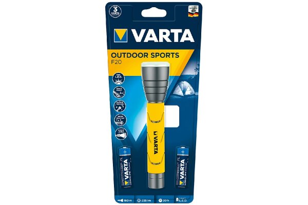 VARTA Taschenlampe F20 Outdoor Sports mit 2 AA Batterien
