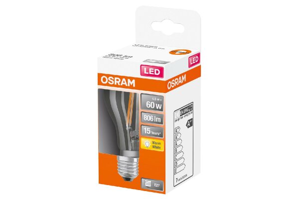 OSRAM LED Birnenlampe A60 7W klar E27