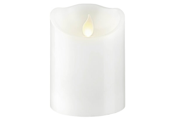 STAR TRADING LED-Kerze Twinkel Wachs 7,5x7,5x10cm weiß