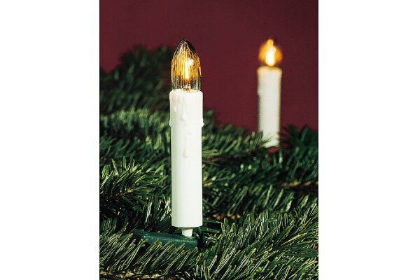HELLUM Lichterkette Riffelkerze 16er innen Fassungsabstand 40cm 9m weiß