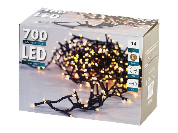 Lichterkette Snake 700Bernstein 14m außen Timer
