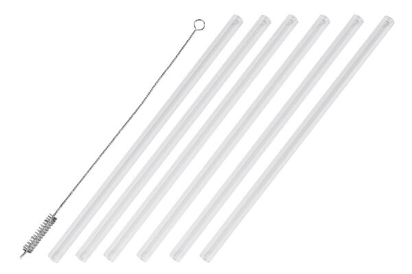 WESTMARK Trinkhalm Glas gerade mit Reinigungsbürste 20cm 6er