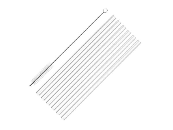 WESTMARK Trinkhalm Glas gerade mit Reinigungsbürste 20cm 6er