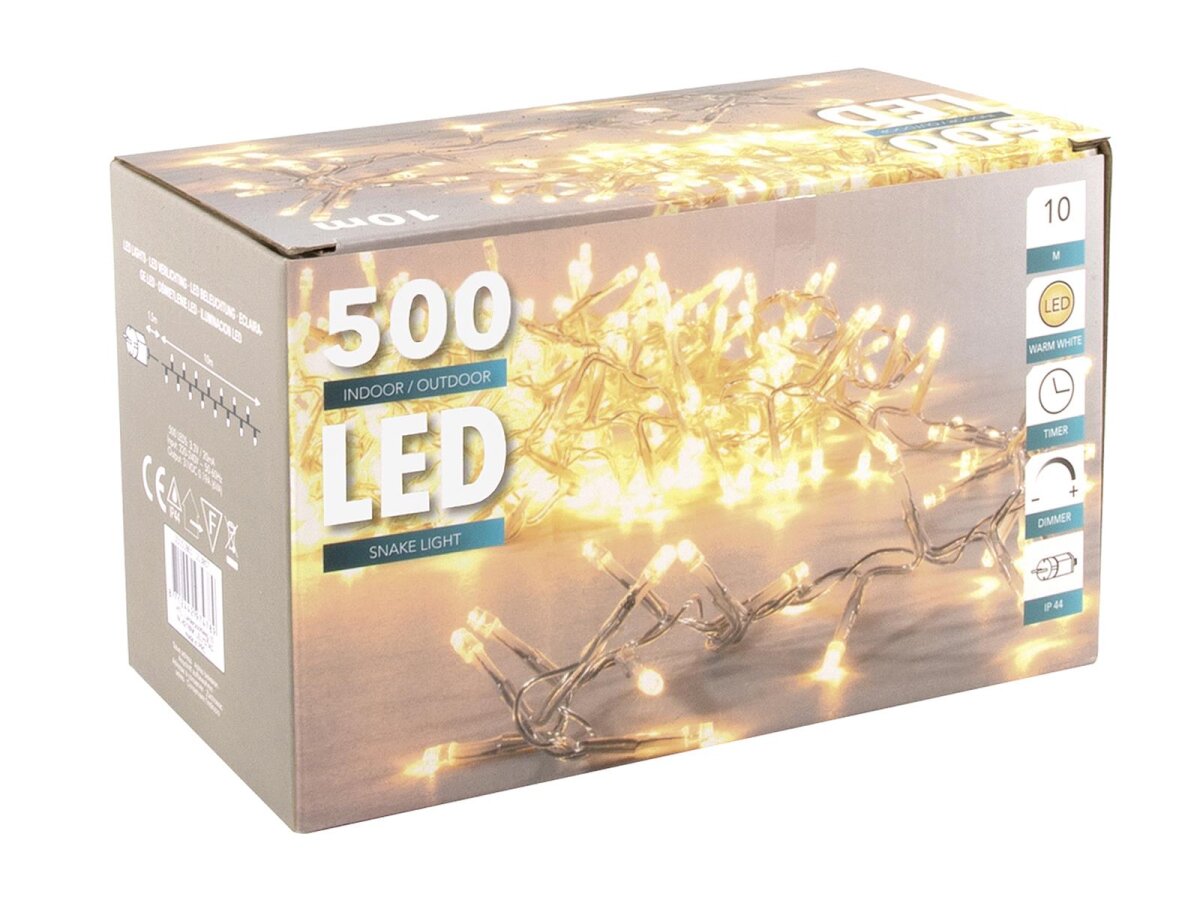Lichterkette Snake 500LED IP44 Timer 10m transparent zumoo
