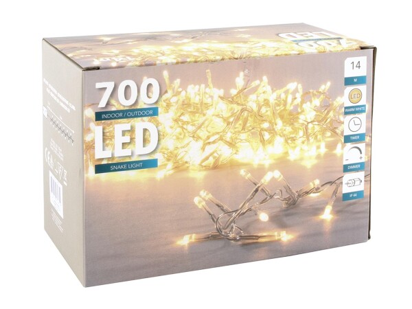 Lichterkette Snake 700LED IP44 Timer 14m transparent