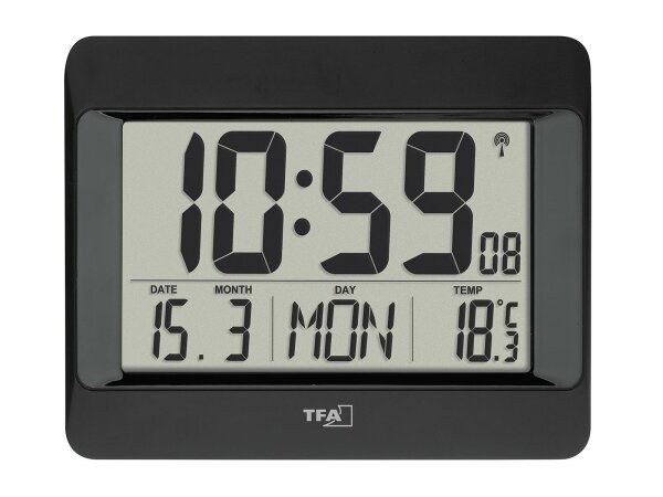 TFA Funk Uhr schwarz