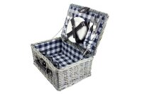 Picknickkorb 4 Personen 40x28x18cm blau/wei&szlig;