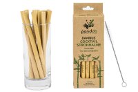 PANDOO Cocktail-Strohhalm Bambus + B&uuml;rste...