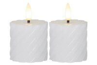 LED-Kerze Swirl 7,5x5 wei&szlig; 2st