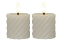 LED-Kerze Swirl 7,5x5 beige 2s