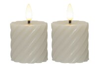 STAR TRADING LED-Echtwachs-Kerze Flamme Swirl Votive 7,5x5cm beige 2Stück