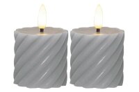 STAR TRADING LED-Echtwachs-Kerze Flamme Swirl Votive 7,5x5cm grau 2Stück