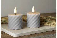 STAR TRADING LED-Echtwachs-Kerze Flamme Swirl Votive 7,5x5cm grau 2Stück