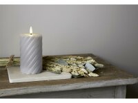 STAR TRADING LED-Echtwachs-Kerze Flamme Swirl 15x7,5cm grau