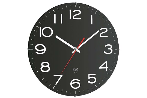 TFA Funk-Wanduhr Batteriebetrieb 31cm schwarz