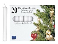 Baumkerze 9,6cm Ø1,2cm weiß 20 Stück