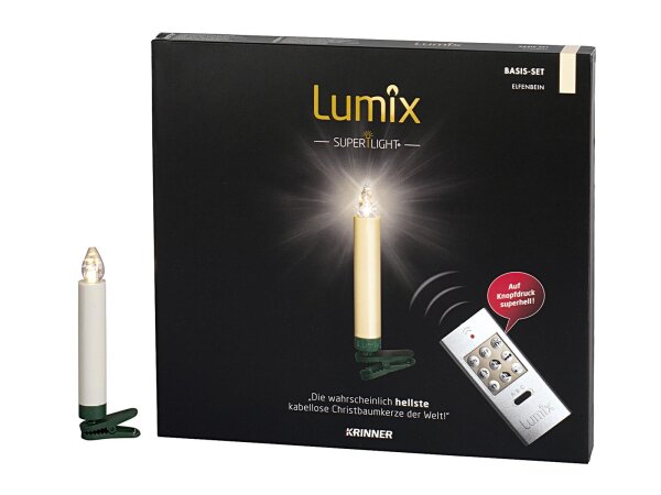 KRINNER Christbaumkerze kabellos Lumix Superlight 10er Basis elfenbein