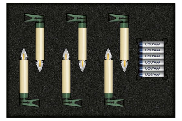 KRINNER Christbaumkerze Lumix SuperLight Flame mini Erweiterung 6 elfenbein