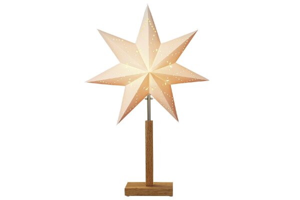 STAR TRADING Standleuchter Stern Karo mini 55cm Ø34cm beige