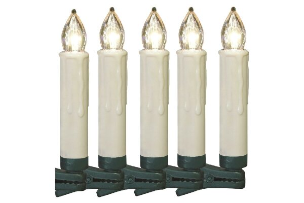 F-H-S LED-Baumkerze Erweiterung kabellos außen warm-weiß incl. AA Batterien 9cm Ø1,5cm warmweiß 5 Kerzen