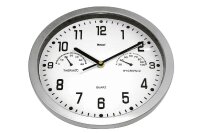 MEBUS Quarz-Wanduhr analog mit Thermometer / Hygrometer...