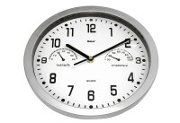 MEBUS Quarz-Wanduhr analog mit Thermometer / Hygrometer...