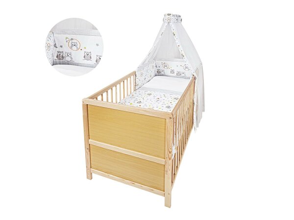 JEDYNAK Komplett-Bett Eule 140x70cm natur