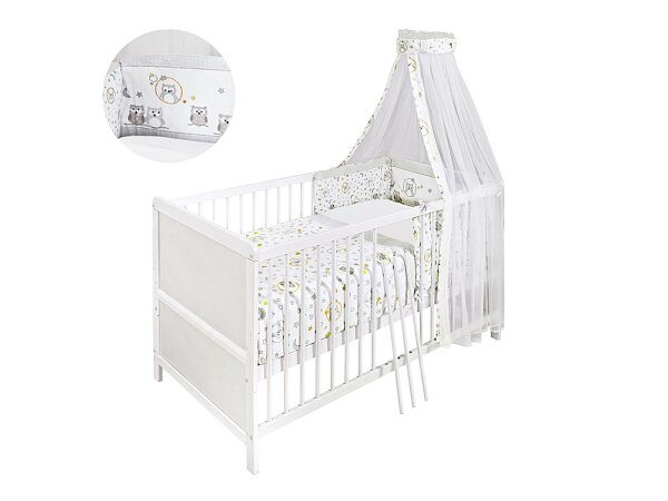Komplett-Bett Eule 140x70cm weiß