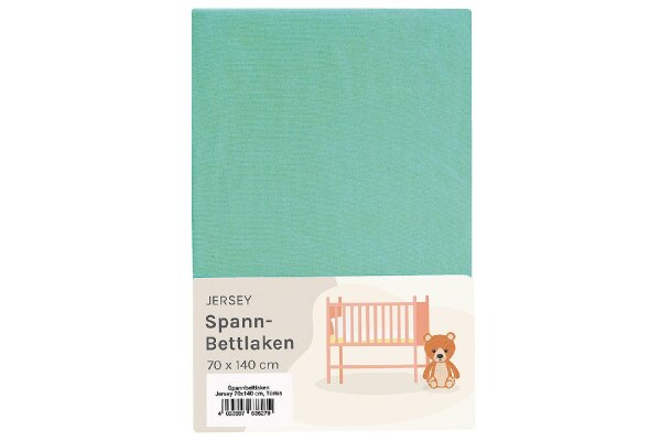 Spannbettlaken Türkis, Jersey 70 x 140 cm
