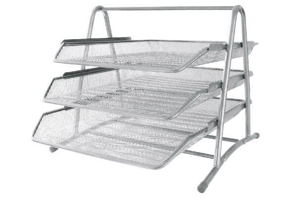 Briefablagekorb Metall silber 3 Fächer