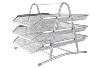Briefablagekorb Metall silber 3 Fächer