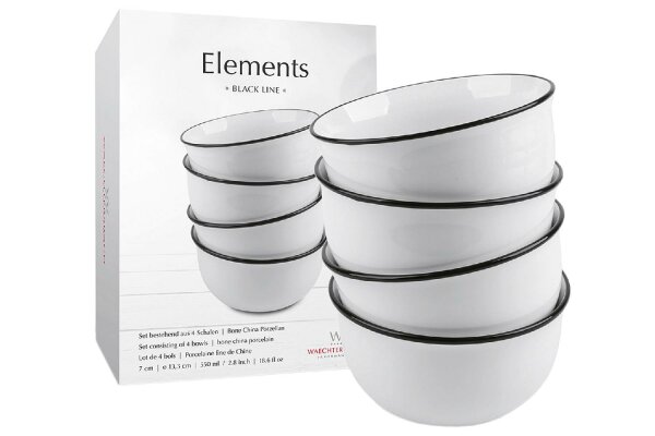 WÄCHTERSBACH Müslischale Elements black Line Ø13cm 4er Satz