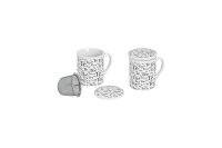 Teebecher Tee mit Deckel und Sieb Porzellan sortiert 300...