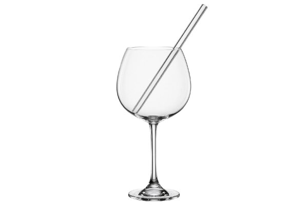 BOHEMIA Selection Gin Glas 680ml mit Glastrinkhalm 20cm 2er Set