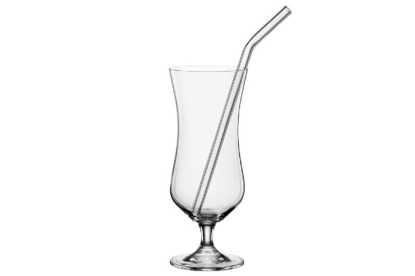 BOHEMIA Selection Cocktailglas 420ml mit Glastrinkhalm 23cm 2er Set