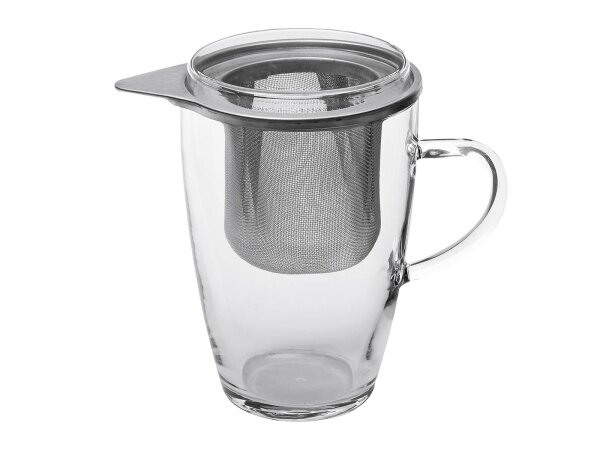 BOHEMIA CRISTAL Teeglas Lyra mit Metallsieb und Deckel 350 ml