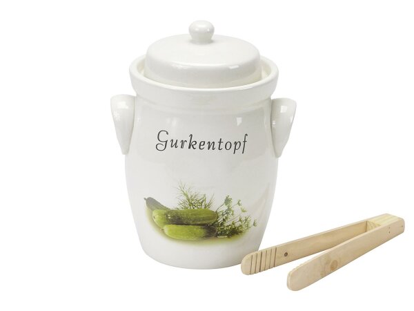Gurkentopf 3,5 l mit Holzzange und Rezept