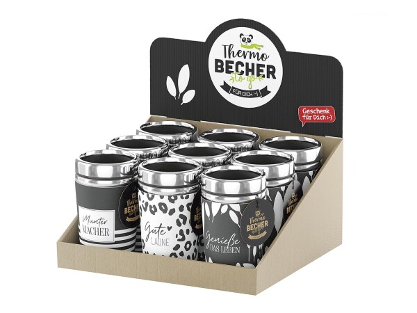 LA VIDA Display Becher Thermo to go Salt&Pepper 240ml 9Stück