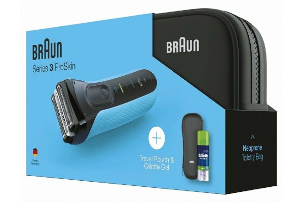 BRAUN Rasierer Serie 3-3010TS mit Reisetui und Gel