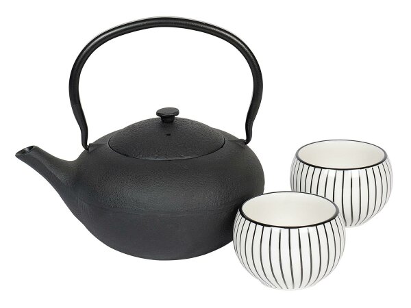 BREDEMEIJER Tee-Set Gusseisen/Porzellan Shanxi 1l schwarz 3teilig