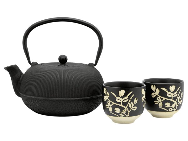 BREDEMEIJER Geschenkset Sichuan (Teekanne 1l mit 2 Teebechern 100ml) schwarz