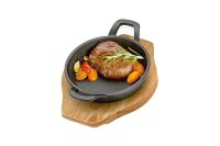KÜCHENPROFI Servierpfanne mit 2 Griffen und Holzbrett BBQ 18,5x24x5,5cm