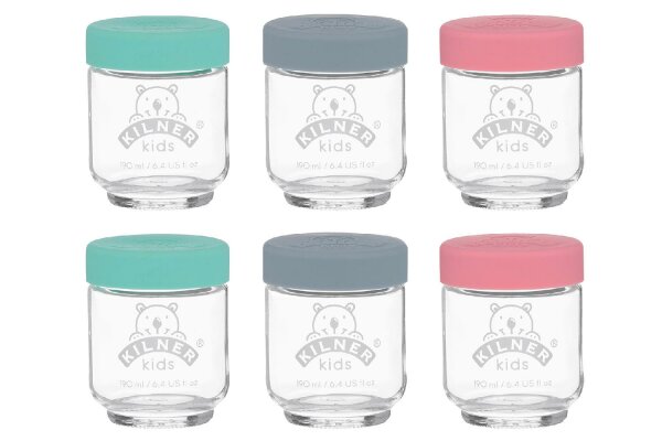 KILNER Babyglas 190ml mit Silikonverschluss 6er Set