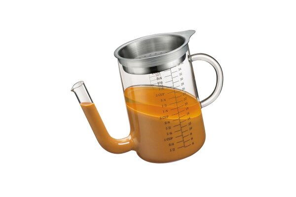 Fett-Trennkanne 1l mit Edelstahl-Sieb