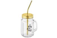 Trinkbecher mit Trinkhalm gold