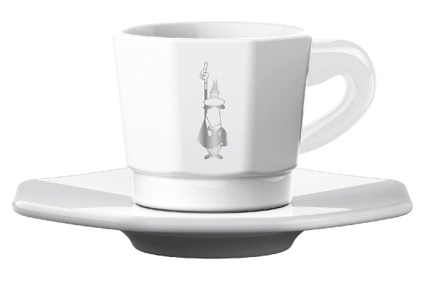 BIALETTI Espressotasse mit Untertasse achteckig weiß 8teilig
