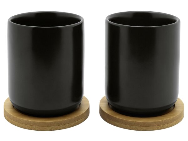 BREDEMEIJER Teebecher Umea mit Untersetzer 200ml 2er Set schwarz