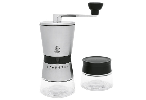 LEOPOLD Geschenkset Kaffeemühle Bologna mit Glasbehälter